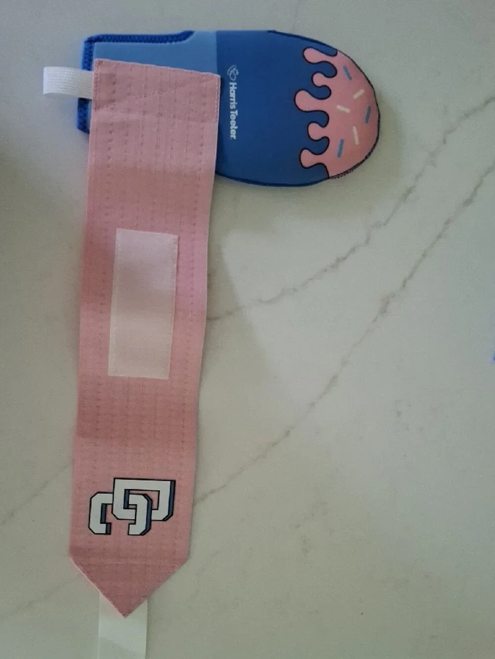 Kids Pink & Blue Oven Mitt with Decorative Logo - Fun Drip Design